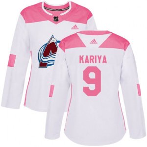 Women\'s Colorado Avalanche #9 Paul Kariya Authentic White Pink Fashion NHL Jersey