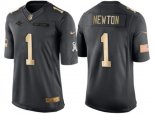 Carolina Panthers #1 Cam Newton Anthracite 2016 Christmas Gold NFL Limited Salute to Service Jersey