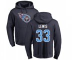 Tennessee Titans #33 Dion Lewis Navy Blue Name & Number Logo Pullover Hoodie