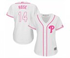 Women's Philadelphia Phillies #14 Pete Rose Authentic White Fashion Cool Base Baseball Jersey