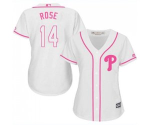 Women\'s Philadelphia Phillies #14 Pete Rose Authentic White Fashion Cool Base Baseball Jersey