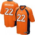 Denver Broncos #22 C.J. Anderson Game Orange Team Color NFL Jersey