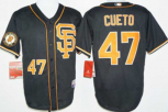 San Francisco Giants #47 Johnny Cueto Black whith Gold Cool Base Stitched MLB Jersey