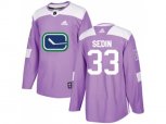 Vancouver Canucks #33 Henrik Sedin Purple Authentic Fights Cancer Stitched NHL Jersey