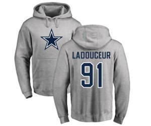 Dallas Cowboys #91 L. P. Ladouceur Ash Name & Number Logo Pullover Hoodie