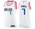 Women's Dallas Mavericks #7 Dwight Powell Swingman White Pink Fashion Basketball Jersey