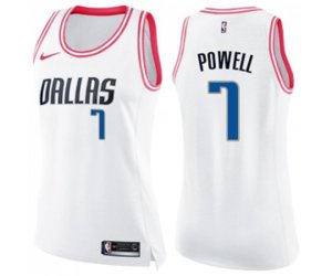 Women\'s Dallas Mavericks #7 Dwight Powell Swingman White Pink Fashion Basketball Jersey