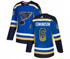 Adidas St. Louis Blues #6 Joel Edmundson Authentic Blue Drift Fashion NHL Jersey