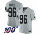 Oakland Raiders #96 Clelin Ferrell Limited Silver Inverted Legend 100th Season Football Jersey