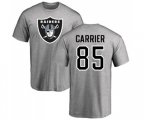 Oakland Raiders #85 Derek Carrier Ash Name & Number Logo T-Shirt