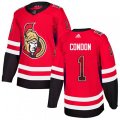 Ottawa Senators #1 Mike Condon Authentic Red Drift Fashion NHL Jersey