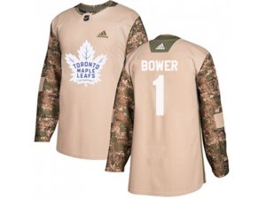 Toronto Maple Leafs #1 Johnny Bower Camo Authentic 2017 Veterans Day Stitched NHL Jersey
