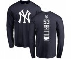 Baseball New York Yankees #53 Zach Britton Navy Blue Backer Long Sleeve T-Shirt