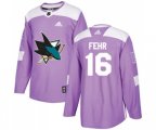 Adidas San Jose Sharks #16 Eric Fehr Authentic Purple Fights Cancer Practice NHL Jersey