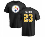 Pittsburgh Steelers #23 Joe Haden Black Name & Number Logo T-Shirt