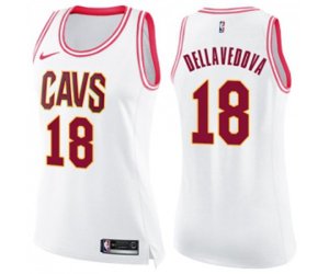 Women\'s Cleveland Cavaliers #18 Matthew Dellavedova Swingman White Pink Fashion Basketball Jersey