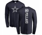 Dallas Cowboys #20 Tony Pollard Navy Blue Backer Long Sleeve T-Shirt