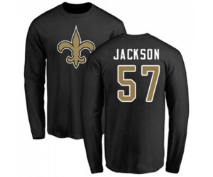 New Orleans Saints #57 Rickey Jackson Black Name & Number Logo Long Sleeve T-Shirt