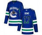 Vancouver Canucks #17 Nic Dowd Authentic Blue Drift Fashion NHL Jersey
