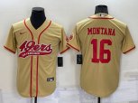 San Francisco 49ers #16 Joe Montana Gold Stitched Cool Base Nike Baseball Jersey