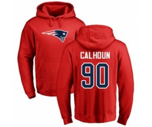 New England Patriots #90 Shilique Calhoun Red Name & Number Logo Pullover Hoodie