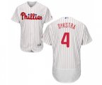 Philadelphia Phillies #4 Lenny Dykstra White Home Flex Base Authentic Collection Baseball Jersey