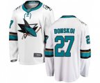 San Jose Sharks #27 Joonas Donskoi Fanatics Branded White Away Breakaway NHL Jersey