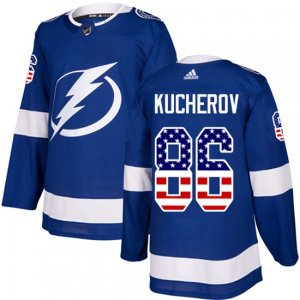 Tampa Bay Lightning #86 Nikita Kucherov Authentic Blue USA Flag Fashion NHL Jersey