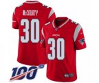 New England Patriots #30 Jason McCourty Limited Red Inverted Legend 100th Season Football Jersey