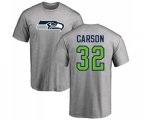 Seattle Seahawks #32 Chris Carson Ash Name & Number Logo T-Shirt