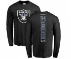Oakland Raiders #94 Eddie Vanderdoes Black Backer Long Sleeve T-Shirt