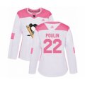 Women Pittsburgh Penguins #22 Samuel Poulin Authentic White Pink Fashion Hockey Jersey