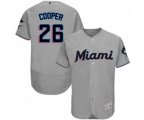Miami Marlins Garrett Cooper Grey Road Flex Base Authentic Collection Baseball Player Jersey
