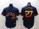Houston Astros #27 Jose Altuve Number Navy Blue Rainbow Stitched MLB Cool Base Nike Jersey