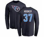 Tennessee Titans #37 Amani Hooker Navy Blue Name & Number Logo Long Sleeve T-Shirt