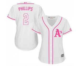 Women\'s Oakland Athletics #2 Tony Phillips Replica White Fashion Cool Base Baseball Jersey