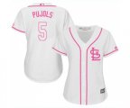 Women's St. Louis Cardinals #5 Albert Pujols Replica White Fashion Cool Base Baseball Jersey
