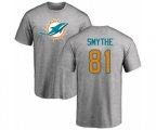 Miami Dolphins #81 Durham Smythe Ash Name & Number Logo T-Shirt