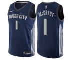 Detroit Pistons #1 Tracy McGrady Authentic Navy Blue NBA Jersey - City Edition