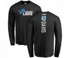Detroit Lions #40 Jarrad Davis Black Backer Long Sleeve T-Shirt