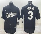 Los Angeles Dodgers #3 Chris Taylor Black Turn Back The Clock Stitched Cool Base Jersey