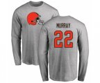 Cleveland Browns #22 Eric Murray Ash Name & Number Logo Long Sleeve T-Shirt