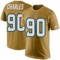 Jacksonville Jaguars #90 Stefan Charles Gold Rush Pride Name & Number T-Shirt