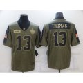 New Orleans Saints #13 Michael Thomas Nike Olive 2021 Salute To Service Limited Player Jersey