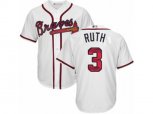 Atlanta Braves #3 Babe Ruth Authentic White Team Logo Fashion Cool Base MLB Jersey