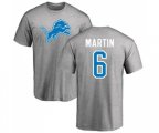 Detroit Lions #6 Sam Martin Ash Name & Number Logo T-Shirt