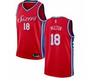 Philadelphia 76ers #18 Shake Milton Swingman Red Basketball Jersey Statement Edition