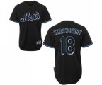 New York Mets #18 Darryl Strawberry Replica Black Fashion Baseball Jersey