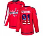 Washington Capitals #91 Tyler Graovac Authentic Red USA Flag Fashion NHL Jersey