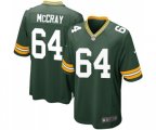 Green Bay Packers #64 Justin McCray Game Green Team Color Football Jersey